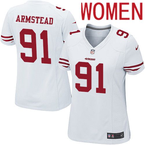 Women San Francisco 49ers 91 Arik Armstead Nike White Team Color Game NFL Jersey
